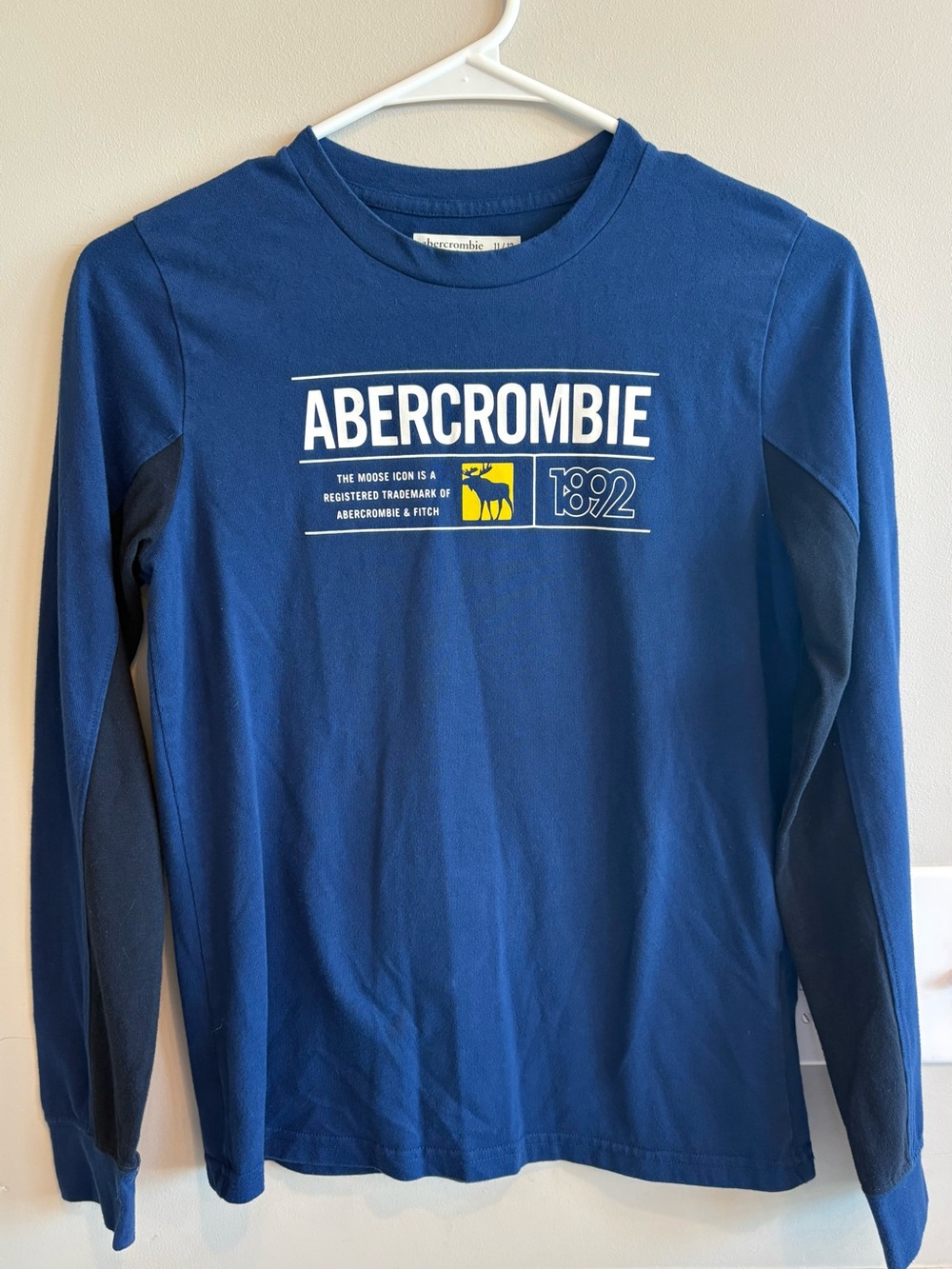 Abercrombie Kids Graphic Long Sleeve Crewneck Tee Boys Size 11/12 Blue Like New